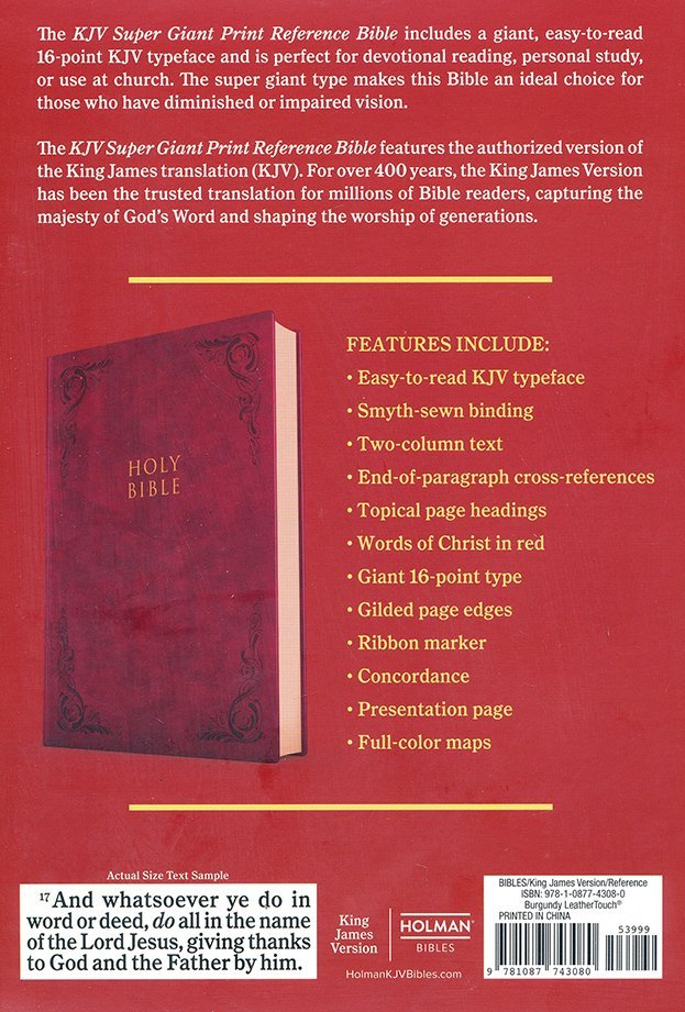 KJV Super Giant-Print Reference Bible--soft leather-look, burgundy - Image 9