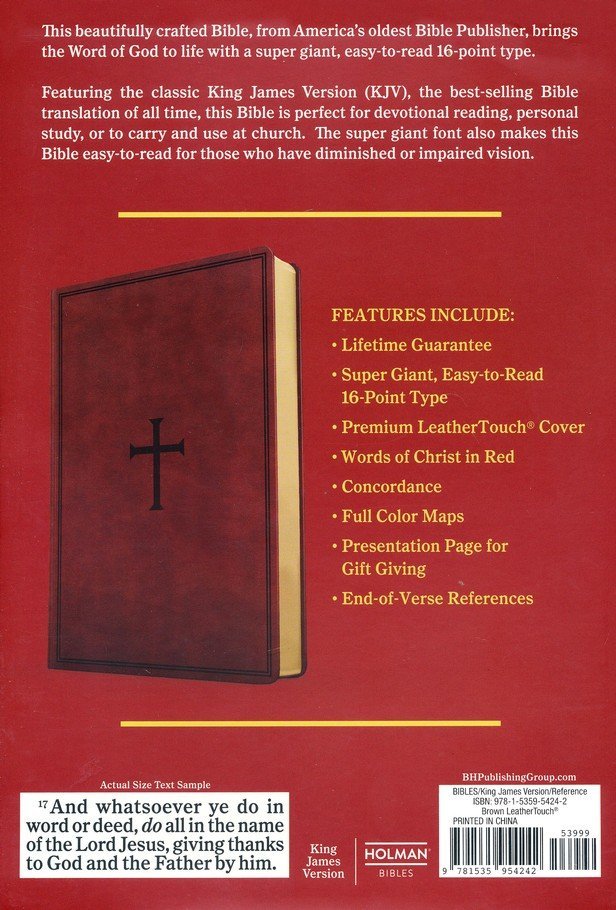 KJV Super Giant-Print Reference Bible--soft leather-look, brown - Image 9