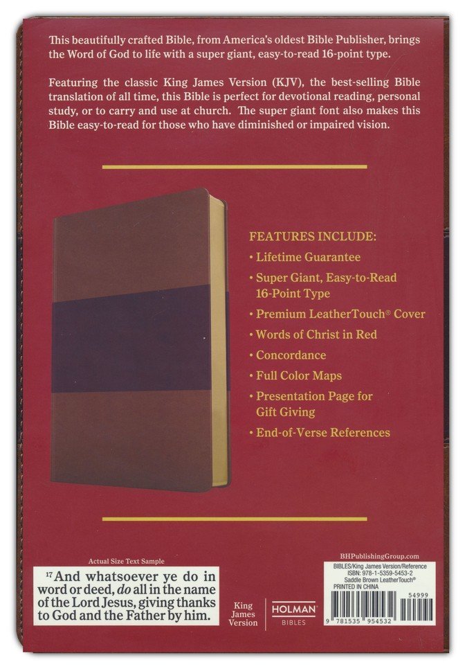 The KJV Super Giant Print Reference Bible,Soft leather-look, Saddle/Brown - Image 9