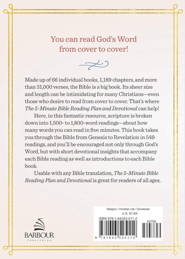 The 5-Minute Bible Reading Plan and Devotional Paperback – August 1, 2020 - Image 2