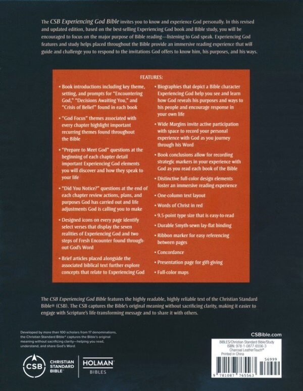 CSB Experiencing God Bible--LeatherTouch, charcoal - Image 9
